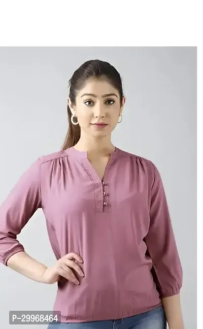 Elegant Purple Crepe Printed Top For Women