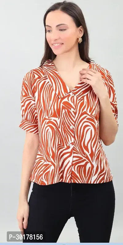 Elegant Pink Cotton Printed Shirt For Women-thumb0