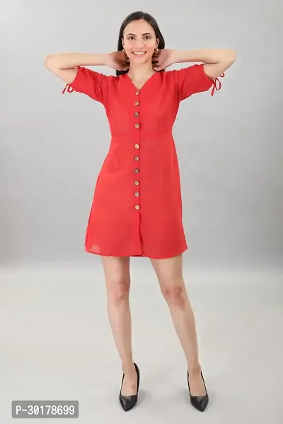 Stylish Red  Solid Bodycon Dress For Women