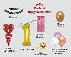 ARYAN BALLOON's Happy Anniversary combo pack of 56 pcs by Devdrishti Products. Happy Anniversary Decoration kit contains Banner, Metallic, Confetti  Chrome Balloons,-thumb1