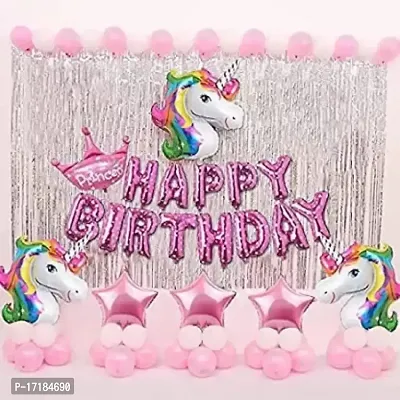 ARYAN BALLOON's Unicorn Birthday Decorations Kit For Girls - 72Pcs Combo Set/Happy Birthday