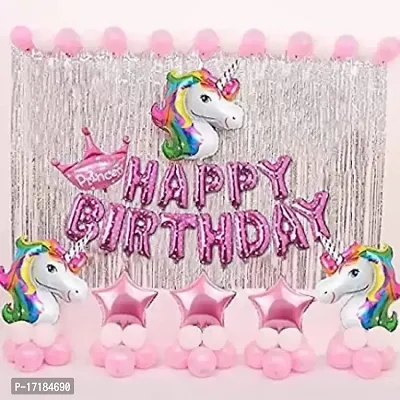 ARYAN BALLOON's Unicorn Birthday Decorations Kit For Girls - 72Pcs Combo Set/Happy Birthday-thumb0