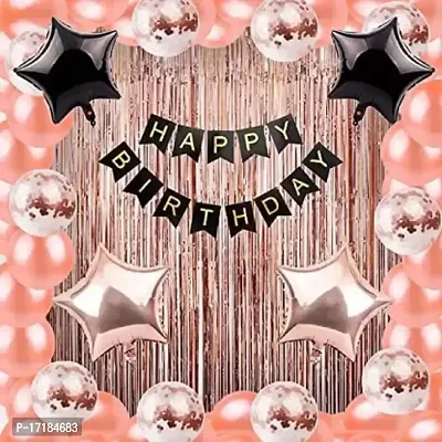 ARYAN BALLOON's Rose gold Happy Birthday Balloons Kit ? Pack of 64 Pcs -1Pcs Birthday Banner, (Set of 64)