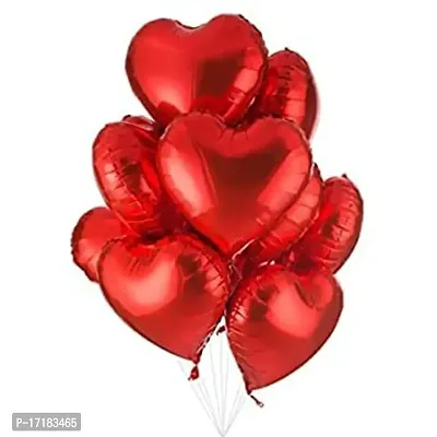 ARYAN 18 Inch Red Heart Shaped Balloons/Red heart balloons for decoration/Red heart foil balloons/valentine balloons decoration/valentine day balloons ?Red (Pack of 10)-thumb3