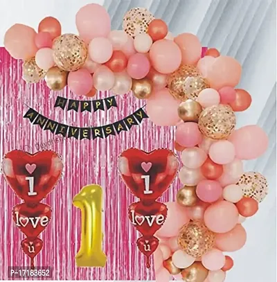 ARYAN BALLOON's Happy Anniversary combo pack of 56 pcs by Devdrishti Products. Happy Anniversary Decoration kit contains Banner, Metallic, Confetti  Chrome Balloons,