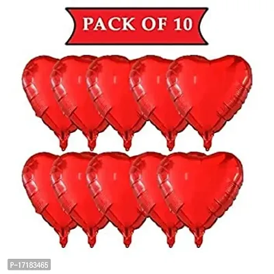 ARYAN 18 Inch Red Heart Shaped Balloons/Red heart balloons for decoration/Red heart foil balloons/valentine balloons decoration/valentine day balloons ?Red (Pack of 10)-thumb2