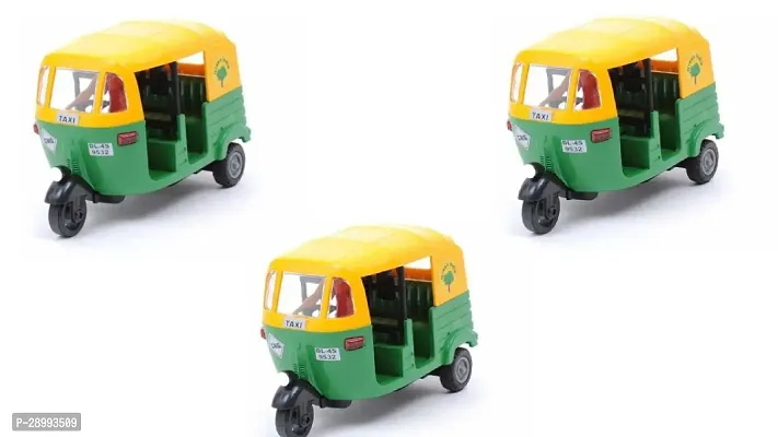 Auto Rickshaw Pull Back Plastic Vehicle Play Toy for Kids (Multicolor) (Multicolor, Pack of: 1)-thumb0