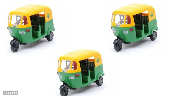 Auto Rickshaw Pull Back Plastic Vehicle Play Toy for Kids (Multicolor) (Multicolor, Pack of: 1)