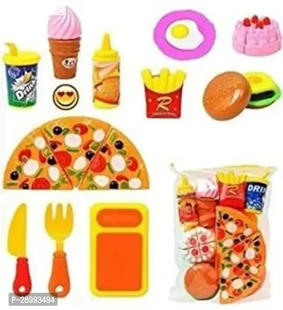 Toys Pizza Cutting Fruit Toys for Kids, Girls | Play and Fun with Toy Pizza | Mini Fast Food Colorful Cooking Tableware Toys of 9 Pieces Best Diwali, Rakhi Family Functions Gift for Kids