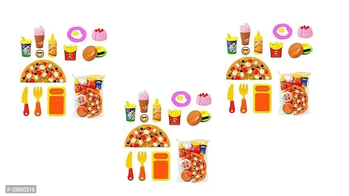 Toys Pizza Cutting Fruit Toys for Kids, Girls | Play and Fun with Toy Pizza | Mini Fast Food Colorful Cooking Tableware Toys of 9 Pieces Best Diwali, Rakhi Family Functions Gift for Kids-thumb0