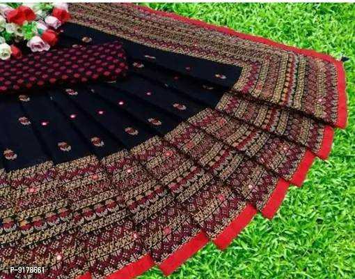 Fancy Jute Silk Saree with Blouse Piece for Women-thumb0
