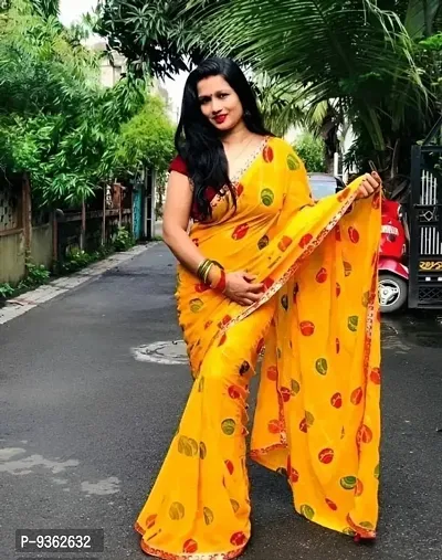 Beautiful Georgette Foil Printed Saree with Blouse piece-thumb0