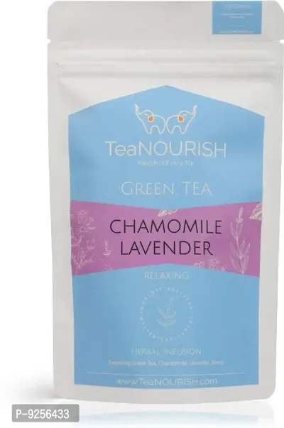 TeaNOURISH Chamomile Lavender Darjeeling Green Tea | Loose Leaf Tea | Chamomile, Lavender | Soothing  Relaxing | Bed Time Tea | 100% NATURAL INGREDIENTS | Green Tea Pouch