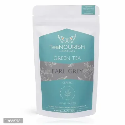 TeaNOURISH Earl Grey Green Tea| Pure Loose Leaf Tea Enriched with Natural Bergamot Extract| Rich in Antioxidants | 100% NATURAL INGREDIENTS - (100GMS pack)