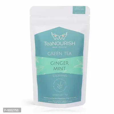 TeaNOURISH Ginger Mint Green Tea | Loose Leaf Tea | Daily Wellness, Soothing  Refreshing | 100% NATURAL INGREDIENTS - (100gms Pack)-thumb0