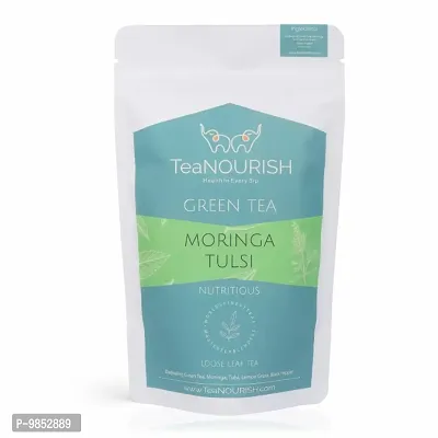 TeaNOURISH Moringa Tulsi  Green Tea | Loose Leaf Tea | Pure  Refreshing | Supports Overall Health | 100% NATURAL INGREDIENTS - (100gms Pack)-thumb0
