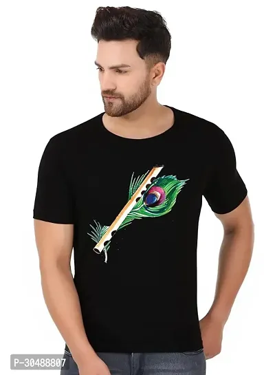 Stylish Black Polyester Blend Printed Tees For Men-thumb0