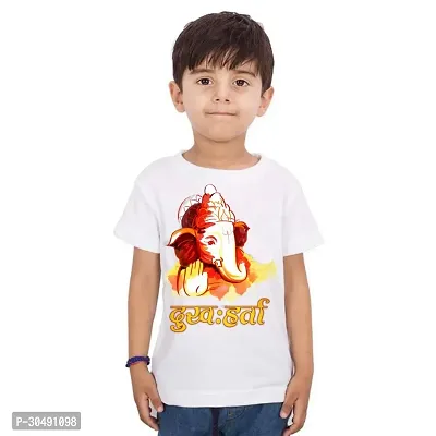 Stylish White Cotton Graphic Printed T-Shirt For Boys-thumb0