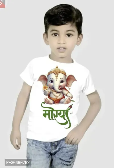 Stylish White Cotton Graphic Printed T-Shirt For Boys-thumb0