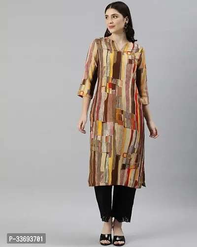 Elegant Multicoloured Cotton Printed A-Line Kurta For Women-thumb0