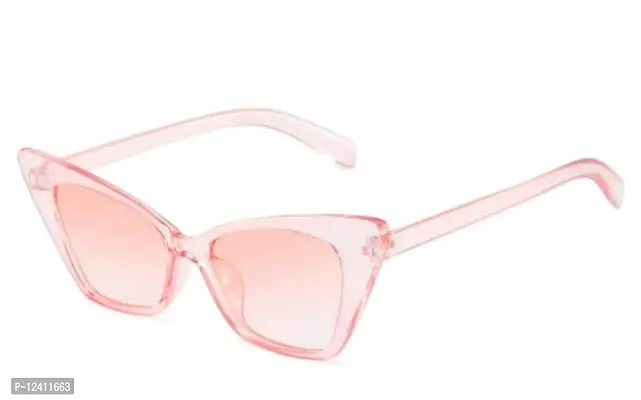 Awestuffs Cat Eye Sunglass inspired from Priyanka Chopra UV Protected Sunglasses for Women Modern Pointed Cat Eye Sunglasses (Light Pink)-thumb0