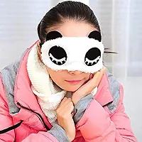 Awestuffs Panda Sleeping Plush Nap Eye Shade Cartoon Blindfold Long Eyelashes Sleep Cover Travel Rest Patch Mask (White, 18 x 11 cm)-thumb4