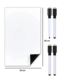 Awestuffs Magnetic Dry Erase Whiteboard Sheet for Refrigerator - Stain Resistant Whiteboard Sheet - with 4 Markers and Eraser - [18 x 12 inch] [Made in India] (Plain White) (Large)-thumb1