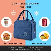 Awestuffs Insulated Travel Lunch Bag for Women Men Adults Nylon Canvas Storage for Office, School, College and Picnic Eco Friendly Reusable & Washable (Navy Blue (Regular))-thumb3