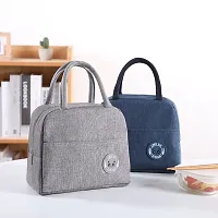 Awestuffs Insulated Travel Lunch Bag for Women Men Adults Nylon Canvas Storage for Office, School, College and Picnic Eco Friendly Reusable & Washable (Grey (Regular))-thumb4