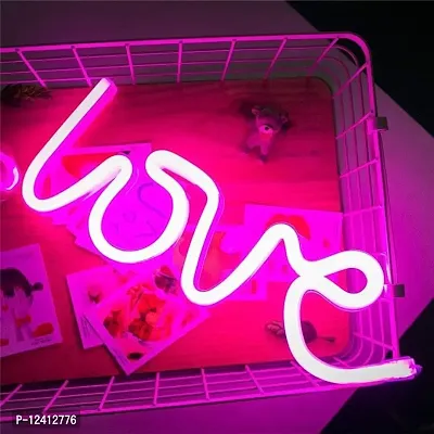 Awestuffs Love Neon LED Light Sign for Room Decoration Accessory, Table Decoration, Gifts, Night Light (USB) (Pink, Pack of 1)-thumb0