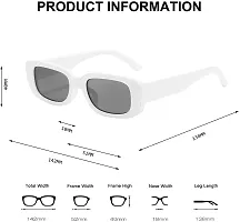 Awestuffs Rectangle Sunglasses for Women Vintage Trendy Fashion Sunglasses Narrow Square Frame UV Protection (White)-thumb3