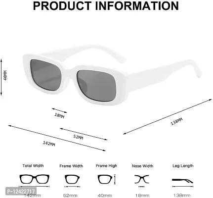 Awestuffs Rectangle Sunglasses for Women Vintage Trendy Fashion Sunglasses Narrow Square Frame UV Protection (White)-thumb4