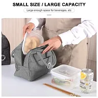 Awestuffs Insulated Travel Lunch Bag for Women Men Adults Nylon Canvas Storage for Office, School, College and Picnic Eco Friendly Reusable & Washable (Grey (Regular))-thumb1