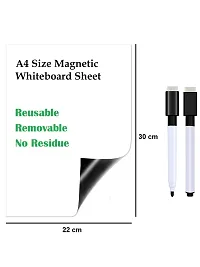 Awestuffs Magnetic Dry Erase Whiteboard Sheet for Refrigerator - Stain Resistant Whiteboard Sheet - with 2 Markers and Eraser - [12 x 9 inch] [Made in India] (White) (Medium)-thumb1