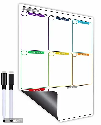 Awestuffs Magnetic Dry Erase Whiteboard Sheet for Refrigerator - Stain Resistant Whiteboard Sheet [Made in India] (Weekly Planner [12 x 9 inch] (Medium))-thumb2