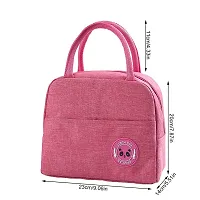 Awestuffs Insulated Travel Lunch Bag for Women Men Adults Nylon Canvas Storage for Office, School, College and Picnic Eco Friendly Reusable & Washable (Pink (Regular))-thumb4