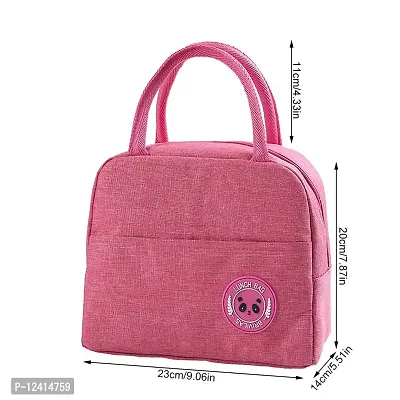 Awestuffs Insulated Travel Lunch Bag for Women Men Adults Nylon Canvas Storage for Office, School, College and Picnic Eco Friendly Reusable & Washable (Pink (Regular))-thumb5