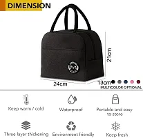 Awestuffs Insulated Travel Lunch Bag for Women Men Adults Nylon Canvas Storage for Office, School, College and Picnic Eco Friendly Reusable & Washable (Black (Regular))-thumb4