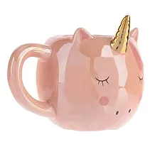 Awestuffs Ceramic Unicorn 3D Tea Coffee Mug with Golden Horn (Pink)-thumb1