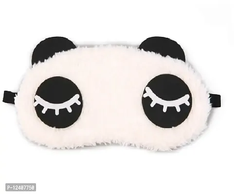 Awestuffs Panda Sleeping Plush Nap Eye Shade Cartoon Blindfold Long Eyelashes Sleep Cover Travel Rest Patch Mask (White, 18 x 11 cm)-thumb0