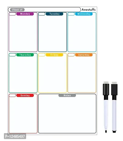 Awestuffs Magnetic Dry Erase Whiteboard Sheet for Refrigerator - Stain Resistant Whiteboard Sheet [Made in India] (Weekly Planner [12 x 9 inch] (Medium))-thumb0