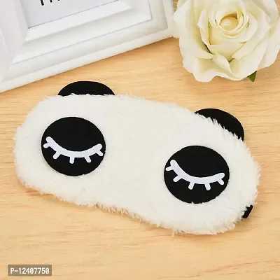 Awestuffs Panda Sleeping Plush Nap Eye Shade Cartoon Blindfold Long Eyelashes Sleep Cover Travel Rest Patch Mask (White, 18 x 11 cm)-thumb3