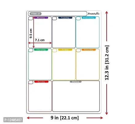 Awestuffs Magnetic Dry Erase Whiteboard Sheet for Refrigerator - Stain Resistant Whiteboard Sheet [Made in India] (Weekly Planner [12 x 9 inch] (Medium))-thumb3