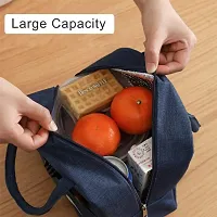 Awestuffs Insulated Travel Lunch Bag for Women Men Adults Nylon Canvas Storage for Office, School, College and Picnic Eco Friendly Reusable & Washable (Navy Blue (Regular))-thumb1