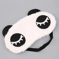 Awestuffs Panda Sleeping Plush Nap Eye Shade Cartoon Blindfold Long Eyelashes Sleep Cover Travel Rest Patch Mask (White, 18 x 11 cm)-thumb1