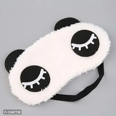 Awestuffs Panda Sleeping Plush Nap Eye Shade Cartoon Blindfold Long Eyelashes Sleep Cover Travel Rest Patch Mask (White, 18 x 11 cm)-thumb2