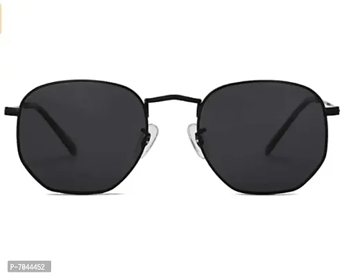 Awestuffs Hexagonal Polarized Sunglasses Men Women Geometric Square Small Vintage Metal Frame Retro Shade Glasses