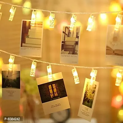 16 Photo Clips String Lights Battery Operated Fairy String Lights with Clips for Hanging Pictures, Cards, Artwork, Warm White-thumb0