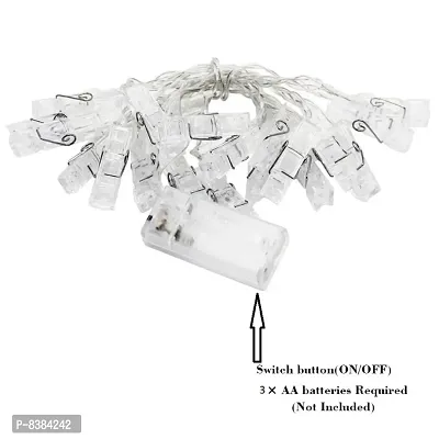 16 Photo Clips String Lights Battery Operated Fairy String Lights with Clips for Hanging Pictures, Cards, Artwork, Warm White-thumb4