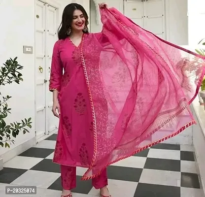 Straight Pink Printed Georgette Kurta-thumb0